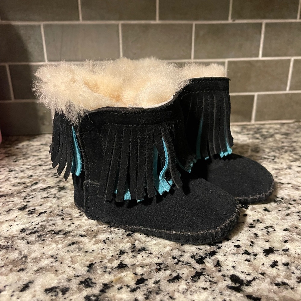 UGG Black and Cream Sheepskin Footwear